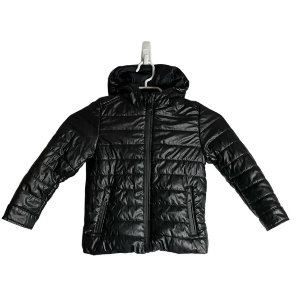 Zara Boys Black Puffer Hooded Jacket